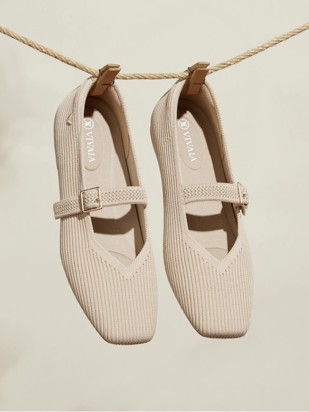 VIVAIA Square-Toe Margot Mary Jane Almond